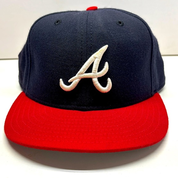 Atlanta Braves‎ New Era 59Fifty MLB Cap Hat Fitted Size 7 1/2 Red & Blue - Picture 1 of 8
